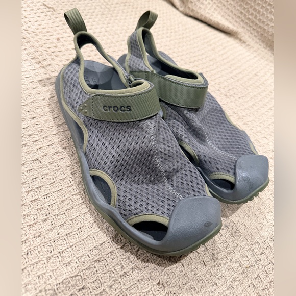 CROCS Olive and Charcoal Mesh Sandals - Picture 3 of 5